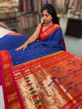 Blue Pure handloom Bandhini paithani saree SS50376