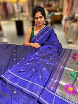 Purplish BluePure handloom paithani silk saree with single muniya border SS50378
