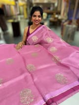 Rose Pink Pure Organza with embroidery SS50289