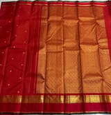 Orangish Red Vaira Oosi Checks Vintage Kanjeevaram Saree