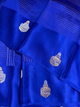 Royal blue checks Poona Silk Saree