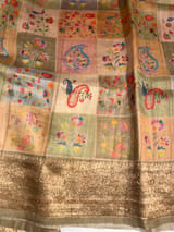 Olive Printed Banarasi Tussar