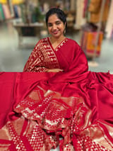 Dark Pink Pure Satin Saree with designer sequence border and blouse