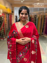 Red mashru Saree with embroidery : S62F140