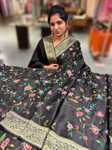 Black Mashru Banaras with embroidery SS5009
