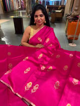 Pink Borderless Poona Silk Saree