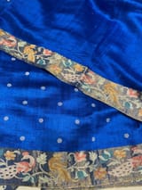 Royal Blue Raw Silk Saree with Pythani inspired Embroidery SS50497