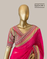 Bright Pink Designer Organza saree SS50247