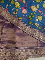 Purple kora Muslin Tissue fusion saree SS50206