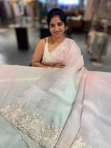Ombre dyed Pure Organza Saree with parsi gara embroidery SS50283