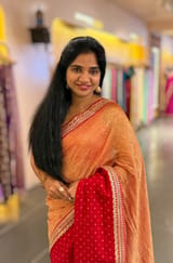 Red Crush Tissue Saree with Bandhini & Sabhya borders SS50399