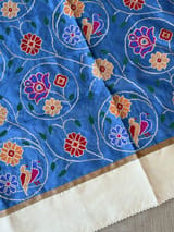 Cobalt Blue Pure tussar with patola inspired embroidery: S62F193