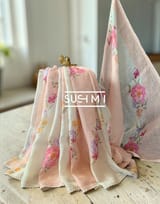 Floral printed handloom lenin saree