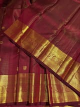 Burgundy Vaira Oosi Checks Vintage Kanjeevaram Saree in monotone look