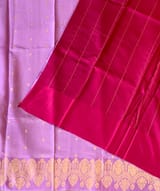 Lilac Pink Poona Silk Saree with heavy weaving open Mashru border