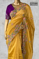 Mango Yellow Mul Tissue stripes saree DSCL041