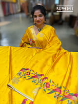 Yellow mashru Saree with embroidery : S62F141