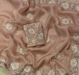 Nude Pink Organza with Rose handwork