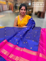 Royal Blue vintage kanjeevaram with ganga jamuna borders S62F152