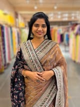 Mauve Tissue checks Saree with sabhyasachi borders