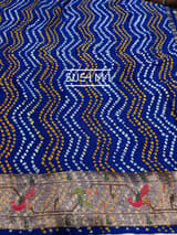 Royal Blue bandhej saree with embroidery : S62F203