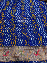 Royal Blue bandhej saree with embroidery : S62F203