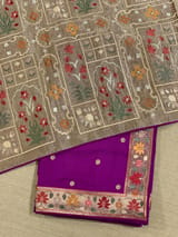 Majenta Kanchi soft silk saree with pythani and jamdani inspired embroidery SS50135
