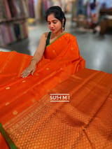 Orange Kanjeevaram Saree with vaira oosi stripes SS50149