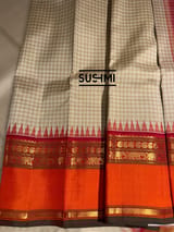 Ivory checks Vintage Kanjeevaram Saree SS50152