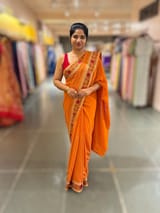 Orange Georgette sequnce Saree with Sabyasachi borders SS5042