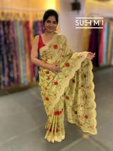 Pastel Green Designer Banarasi Brocade Tissue Saree S62112