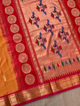 Mustard Pure handloom yeola pythani Saree