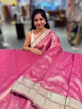 Ruby Pink Tissue Saree with pythani inspired muniya borders SS50546