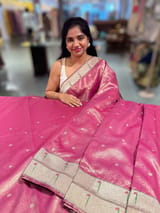 Ruby Pink Tissue Saree with pythani inspired muniya borders SS50546