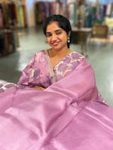 Lilac Organza Saree with Stunning Leaf Embroidered Border SS50315