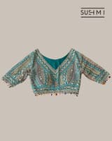Teal DesignerOrganza saree