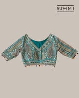 Teal DesignerOrganza saree