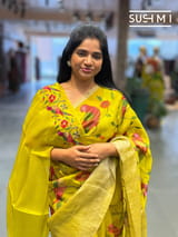Neon Green Pure Organza Saree with pythani embroidery : S62F159
