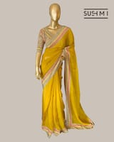 Mustard DesignerOrganza saree