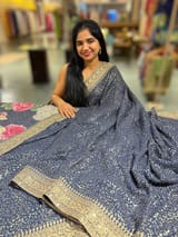 Midnight Blue Georgette Sequence saree SS50515