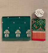 Bottle Green Handloom Raw Silk Saree SS50493