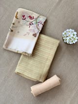Beige Banarasi Chiniya Silk 3-pc Suit set : SS62J10