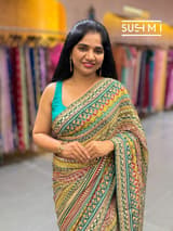 Printed crepe silk with allover sequnce : S62F129