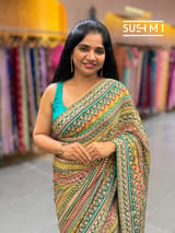 Printed crepe silk with allover sequnce : S62F129