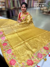 Molten Gold Kanjeevaram Tissue Sareewith petite point embroidery : S62F088
