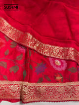 Chilli Red Banaras Mashru Silk with embroidery