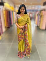 Apple Green Handloom Tissue & Pen kalamkari fusion Saree SS50407