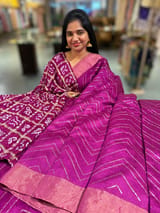 Wine Dhupion Raw Silk Saree with Gharchola bandhini blouse SS50488