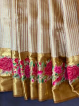 Molten Gold Kanjeevaram Tissue Sareewith petite point embroidery : S62F090