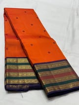 Orange Vintage Kanjeevaram Saree with meenakari Borders SS50166
